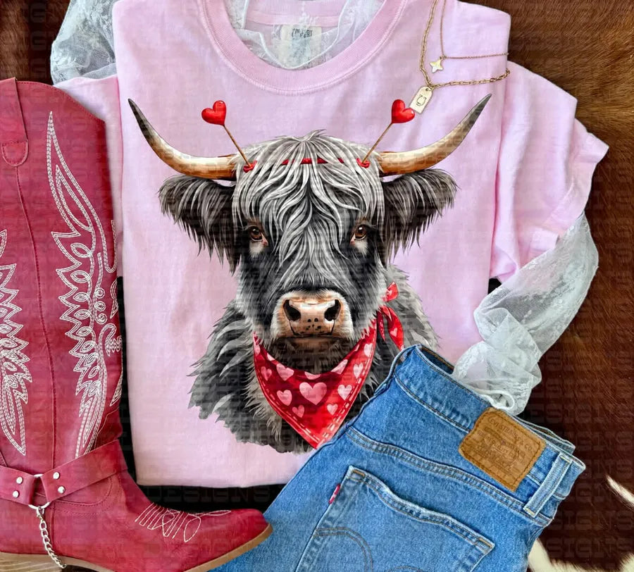 Valentine’s Cow (DTF Tee)