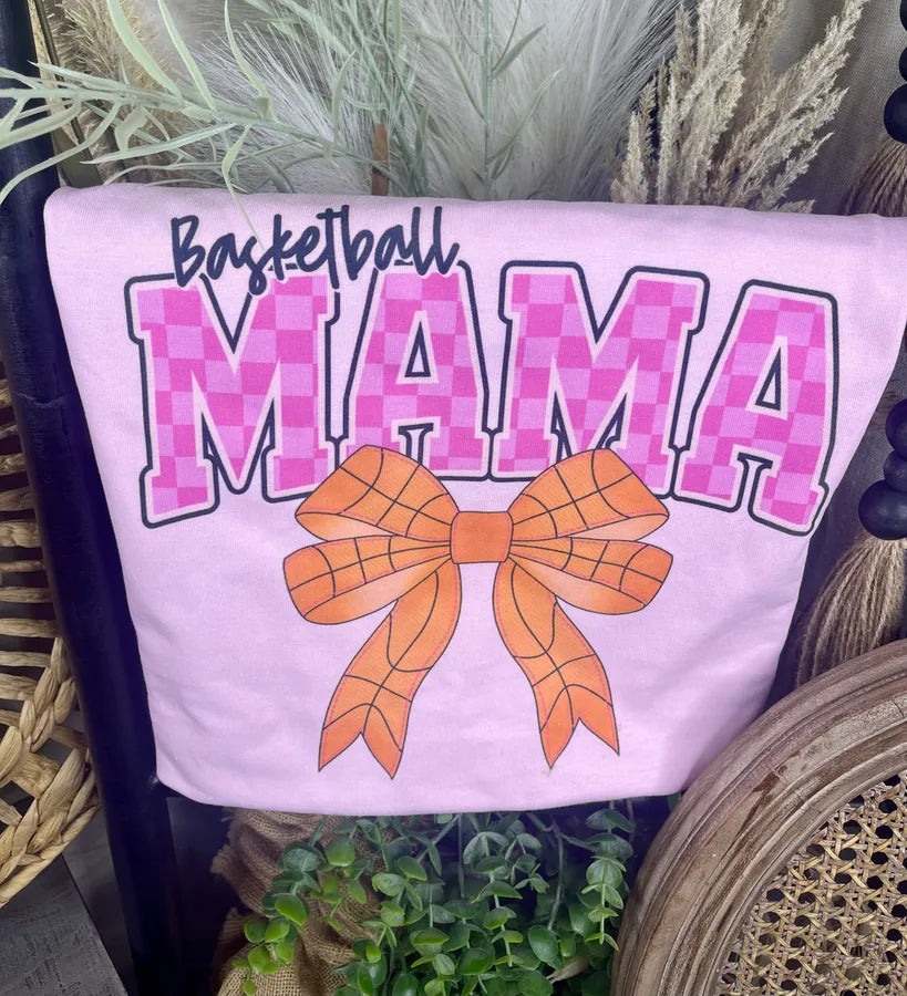 Basketball Mama Pink Checkered (Gildan Tee)