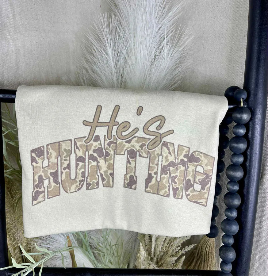 He’s Hunting (Gildan Tee)