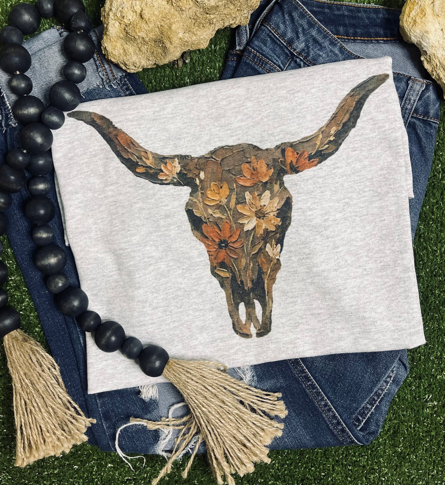 Painted Bull Skull