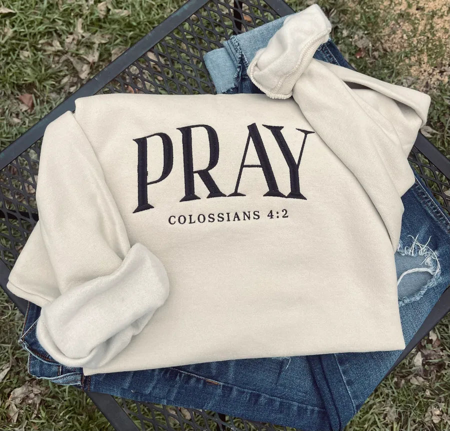Pray Embroidery Sweatshirt