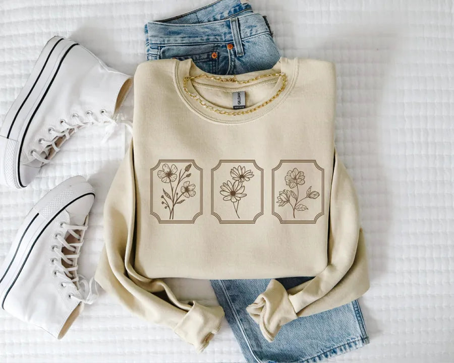 Three Floral Prints (DTF Gildan Sweatshirt)