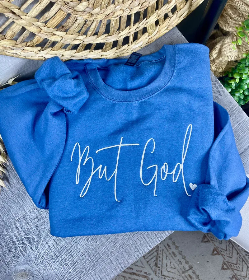 But God Embroidery Sweatshirt