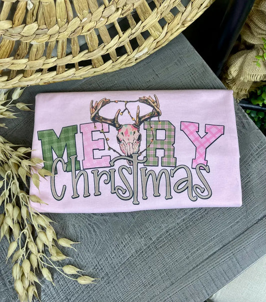 Merry Christmas Deer Skull (Gildan Tee)