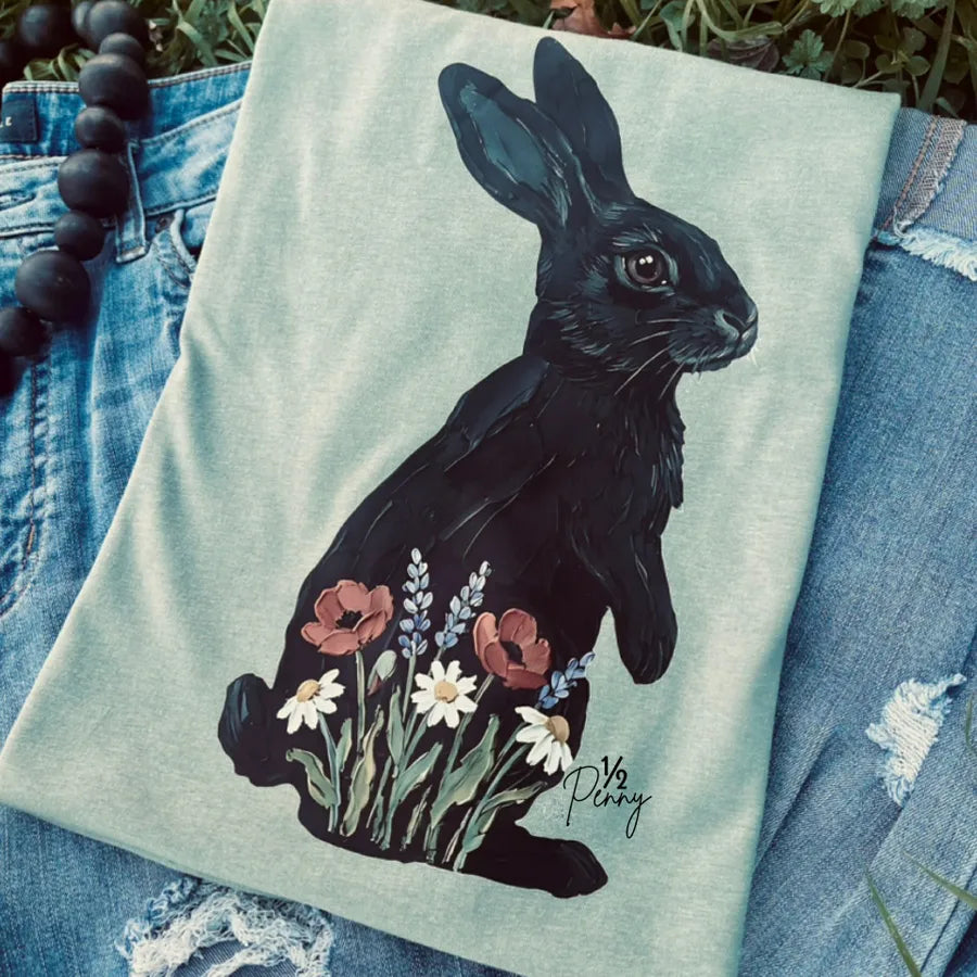 Black Bunny (DTF Gildan Softstyle Tee)