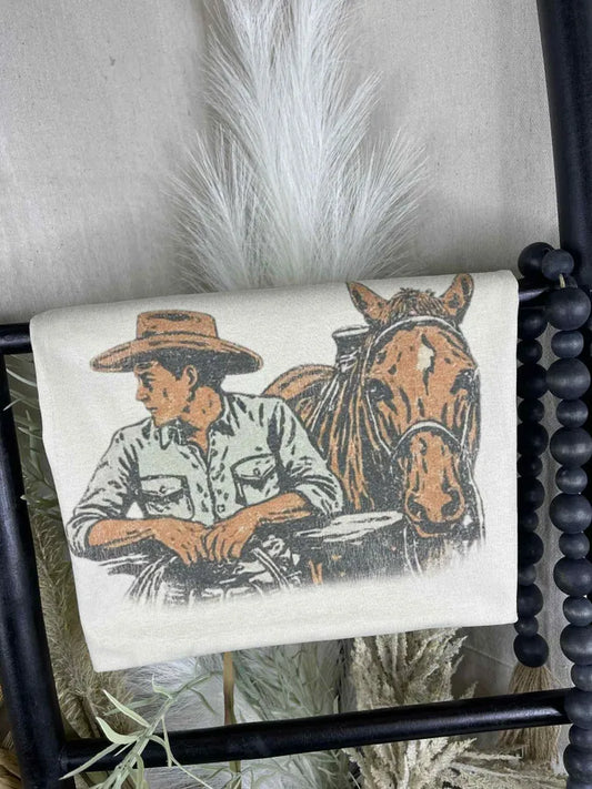 Cowboy and his horse (Gildan Tee)