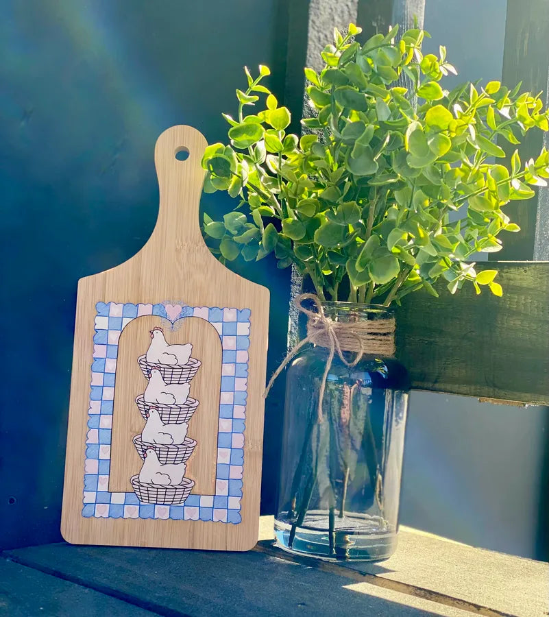 Vintage Chickens in a Basket Cutting Board