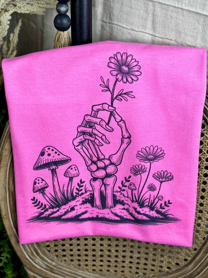 Picking Daisies Skeleton Hand (Gildan Tee)