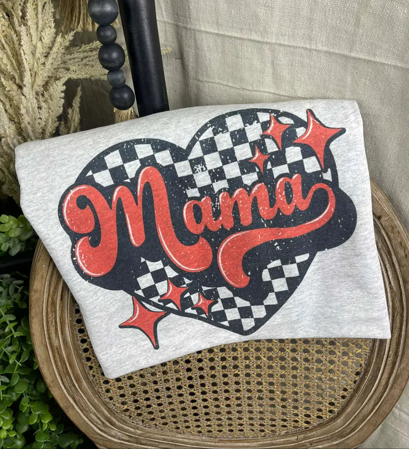 Checkered Heart Mama (Gildan Tee)