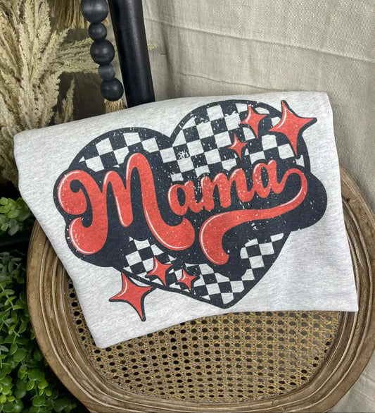 Checkered Heart Mama (Gildan Tee)